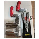 Stanley Multi-Tool, 2 nice Westward wooden handle box knives, 2 box knives