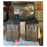 Magnavox double cassette player, radio and extendable speakers, works