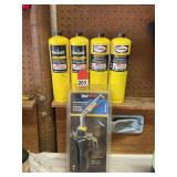 New Mag Torch auto light torch and 4 new Mapp gas cylinders