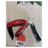 Milwaukee folding knife and 1 Snap On multitool (other)