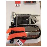 Sheffield Multi-Tool and sheath, and an Outdoor edge double knife with sheath