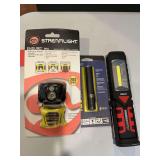 1 Streamlight 200 lumen headlamp, 1 125 lumen Inova, 1 Nebo worklight