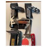 3 folding box knives, Sheffield Multitool and a nice Blackstone knife