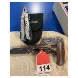 Gerber Multi-tool + pouch, nice Gerber Folding pocket knife, Sheffield box knife.