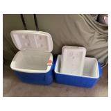 1 Coleman and 1 Igloo blue cooler