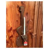 Wooden Violin shaped candelabra with globe and candle