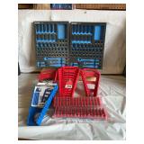 2 socket set organizers, 4 wrench set wall hangers and 2 magnetic screwdriver holders.