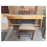 Wooden Bench and Chair