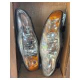 Eagle Eyes Headlight Assemblies Set GM220-B001R and GM220-B001L Stored in Small Wooden Cabinet