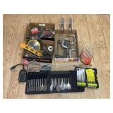 Assorted Hardware, Drill Bits, Clamps, and Shop Tools