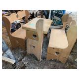 Childrens Wooden Table and Bench Set with Heart Cutouts