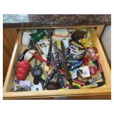 Utility Drawer Contents with Knives, Tape, and Hardware