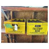 Falstaff Beer Yellow Plastic Crates with Amber Glass Bottles