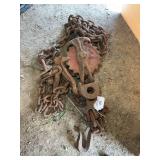 Cast Iron Ratchet Hoist Puller with Chain and Hook