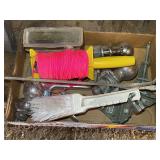Hardware and Tools Including Trailer Hitch Balls, Arrow Staple Gun, Craftsman Clamp, and Brushes