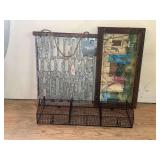 Rustic Farmhouse Wall Decor Set with Metal Welcome Sign, Framed Artwork, and Wire Basket Shelf