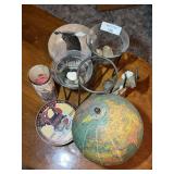 Home Decor, Globe, Candles, Tins, and Eagle Figurine