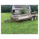 Dual Axle Utility Trailer with Wooden Deck and Side Rails