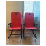 Padded Folding Rocking Chairs Red and Black
