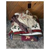 Holiday Quilt, Throw, and Linens with Christmas Themes