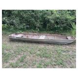 Aluminum Jon Boat, Wood Paddles, and Ladder Jacks