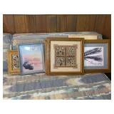 Framed Southwest Wall Art Pieces Including Navajo Sandpaintings and De Grazia Print