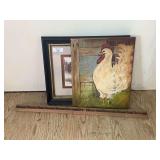 Rooster Wall Decor Items Including Framed Print and Stretched Canvas Painting