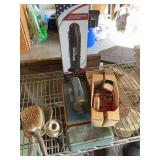 Sun kettle, vintage kids sewing machine, antique brush and mirror and other assorted items