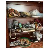 Assorted decor, stationary, vintage camera, and more