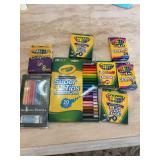Miscellaneous crayon sets, and coloring pencils