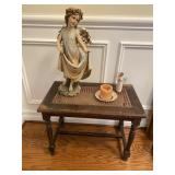 Antique Rattan Side Table & Contents