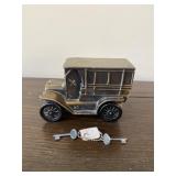 Vintage Metal Bank with Key