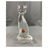 Signed Vintage Murano Clear Glass Cat