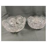 2 Heavy Cut Glass Bowls