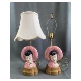 Vintage Opalescent Pink Lustre  Lamps