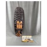Carved African Wood Mask and Painting