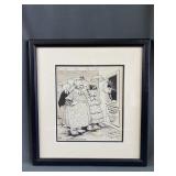 Framed Clyde Lewis Political Cartoon