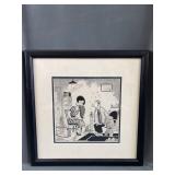 Framed Hersh Berger Political Cartoon
