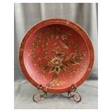 Large Red Floral Toleware Bowl