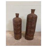 2 Wicker Floor Vases