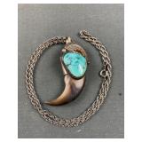 Turquoise & Animal Claw Necklace