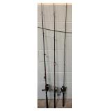 Three Fishing Poles & Reels