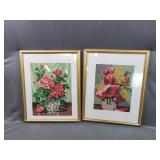 2 Framed Floral Paintings