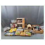 Lot of Open Model Kits and Model Train Accessories