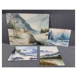 4 Signed Nick Kozak Paintings