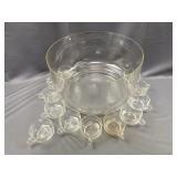 Glass Punchbowl w/Matching Glasses
