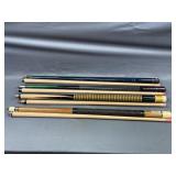 Four Two-Piece Pool Cues