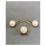 18 Karat Pearl Pendant & Earring Set