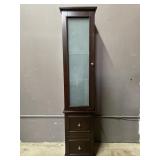 Frosted Glass Door Dark Wood Curio Cabinet