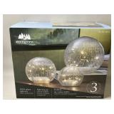 3 Evergreen LED Glass Spheres